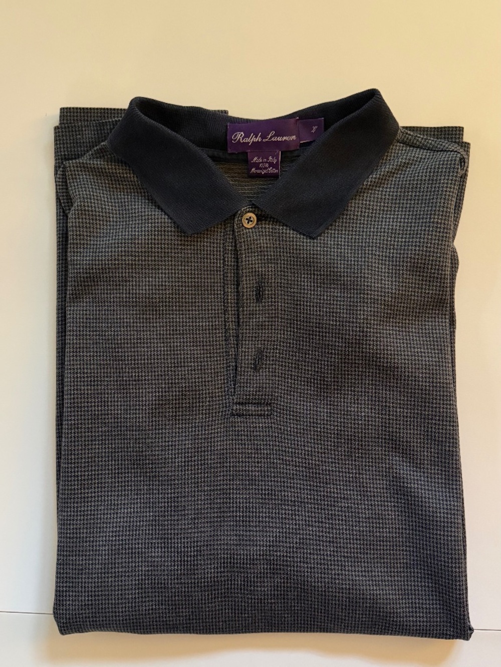 Ralph Lauren Purple Label Men’s L Mercerized Cotton Houndstooth Polo Italy